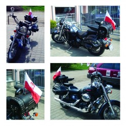 Maszt motocyklowy flaga polski z godłem na motocykl