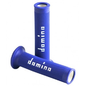 DOMINO RACING GRIP miękkie gripy, manetki, rączki na tor blue/white