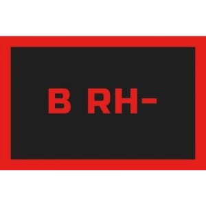 Odznaka na rzep, naszywka z grupa krwi B RH -