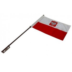 Flaga polski z godłem na maszt motocyklowy