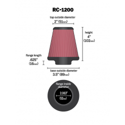 Filtr powietrza stożek K&N RC-1200 52mm chrom pokrywa