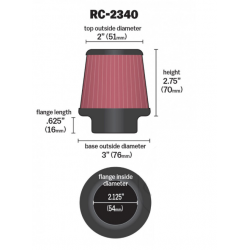 Filtr powietrza stożek K&N RC-2340  55mm chrom pokrywa
