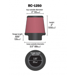Filtr powietrza stożek K&N RC-1250  57mm chrom pokrywa