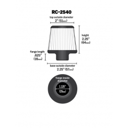 Filtr powietrza stożek K&N RC-2540 28mm chrom pokrywa