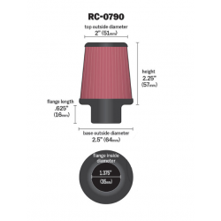 Filtr powietrza stożek K&N RC-0790 35mm chrom pokrywa