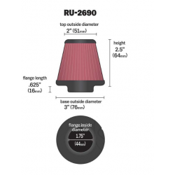 Filtr powietrza stożek K&N RU-2690 44mm chrom pokrywa