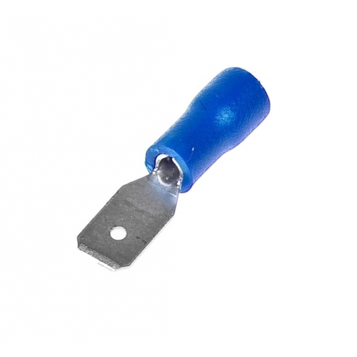 Konektor izolowany podwójny męski, 6,4x0,8mm, niebieski