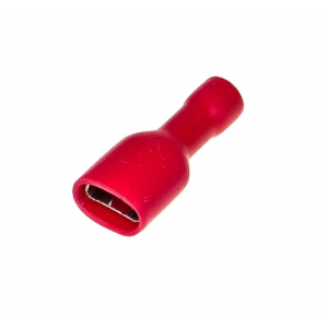 Konektor izolowany podwójny żeński, 6,4x0,8mm, czerwony