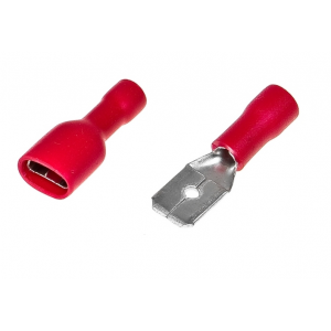 Konektory izolowane podwójne męski + żeński 4,8x0,5mm, czerwony
