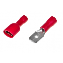 Konektory izolowane podwójne męski + żeński 6,4x0,8mm, czerwony