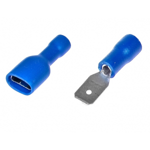 Konektory izolowane podwójne męski + żeński 6,4x0,8mm, niebieski