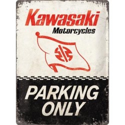 Plakat, tablica metalowa do garażu na prezent KAWASAKI PARKING ONLY 23260