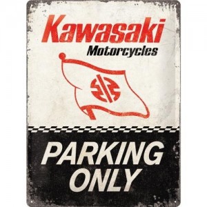 Plakat, tablica metalowa do garażu na prezent KAWASAKI PARKING ONLY 23260