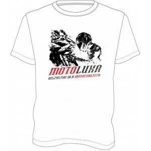 T-shirt męski, koszulka motocyklowa męska na prezent biała MOTOLUKA