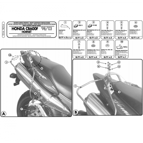 Kappa stelaż pod miękkie sakwy boczne HONDA CB 600 F S Hornet 98-06