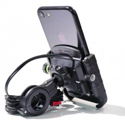Uchwyt motocyklowy z ładowarką do telefonu  R9 metal USB QC